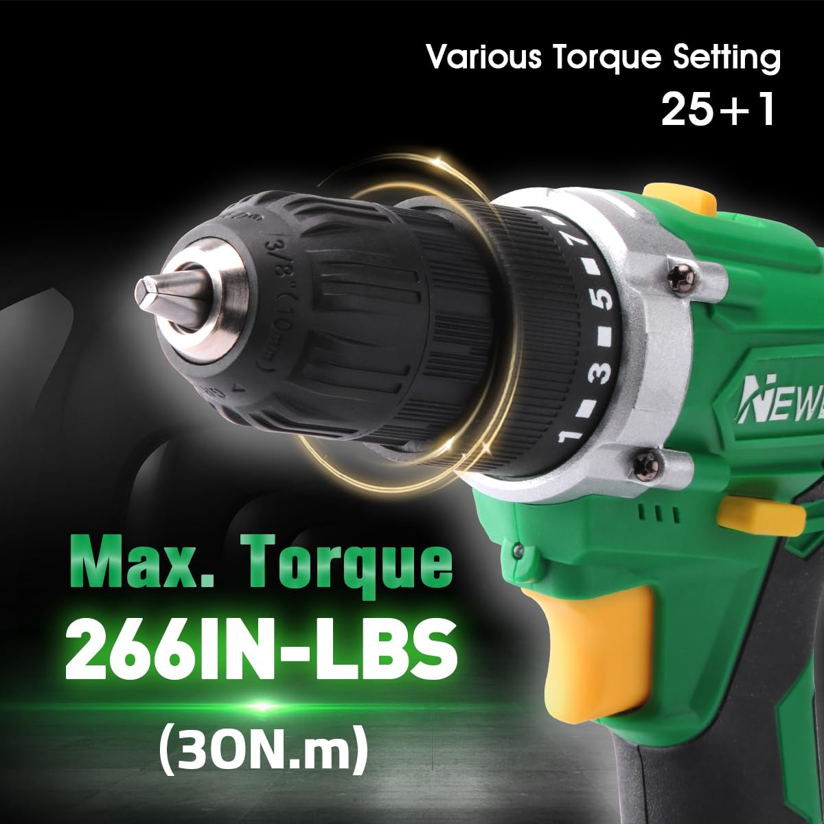 NewBeat 21V 30N.m Li-lon 3/8in Cordless Drill Certified Refurbished