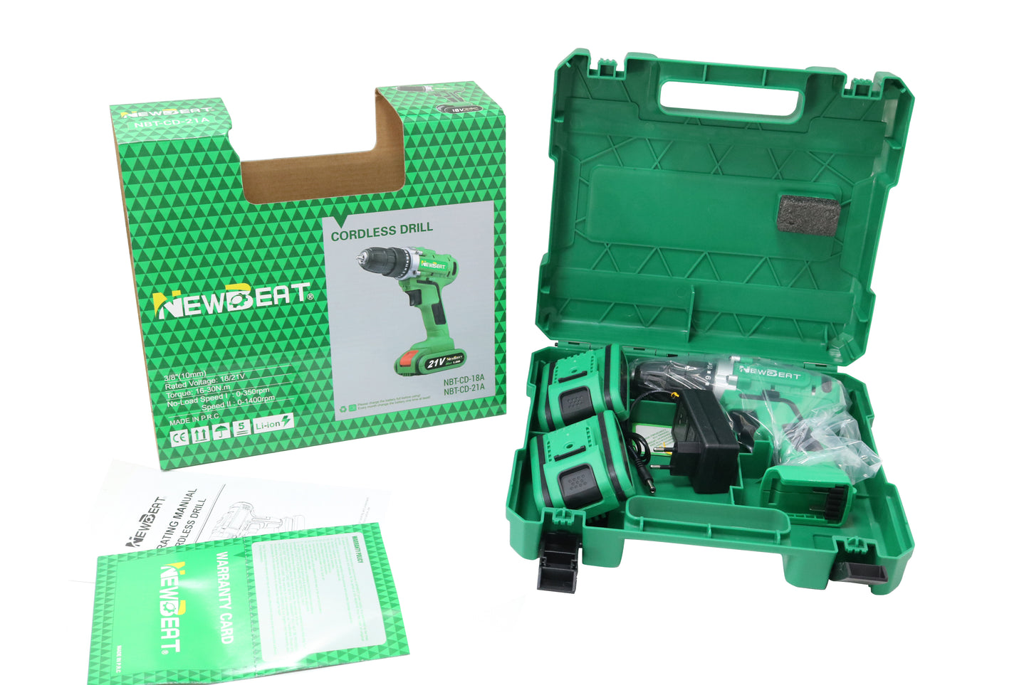 NewBeat 21V 30N.m Li-lon 3/8in Cordless Drill Certified Refurbished